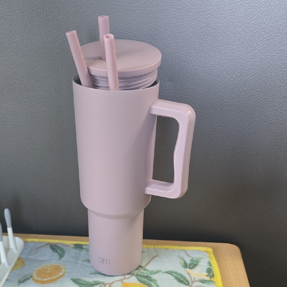 Simple Modern Pink Tumbler with Handle
